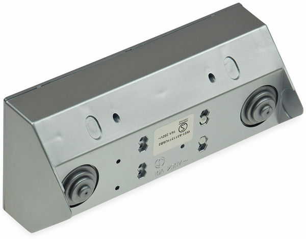 CHILITEC Steckdosenblock 22141, 2-fach, mit 2x USB, 16A/250V~, silber - Produktbild 2