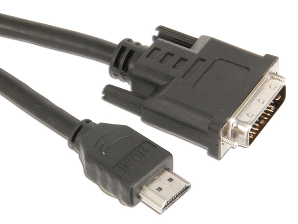 HDMI-Adapterkabel, HDMI-Stecker/DVI-D-Stecker, 5 m