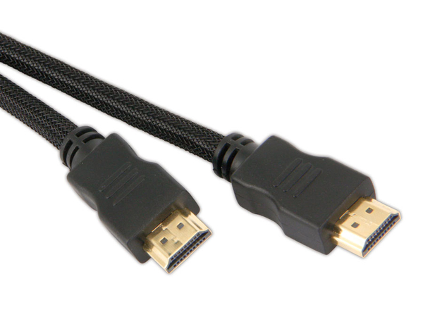 HDMI-Kabel, HIGH SPEED with ETHERNET, 5 m, schwarz, Netzüberzug