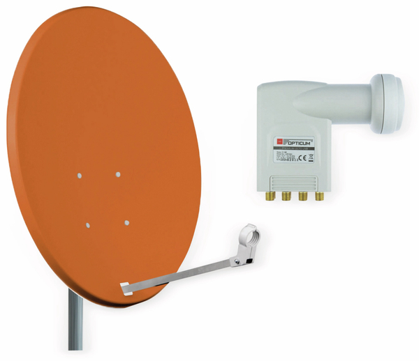 RED OPTICUM Set SAT-Antenne X80 ziegelrot, mit Octo-LNB