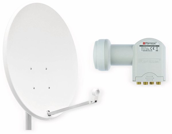 RED OPTICUM Set SAT-Antenne QA60 lichtgrau, mit Quad-LNB
