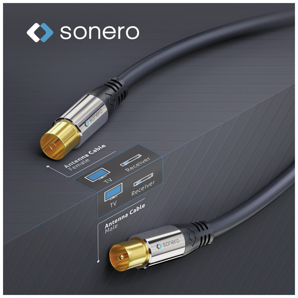 SONERO Antennenanschlusskabel 3,0 m, schwarz - Produktbild 4