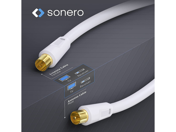 SONERO Antennenanschlusskabel 3 m, weiß - Produktbild 4