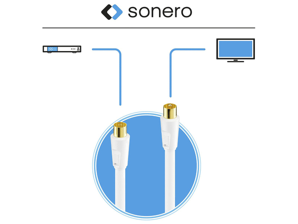 SONERO Antennenanschlusskabel 3 m, weiß - Produktbild 5