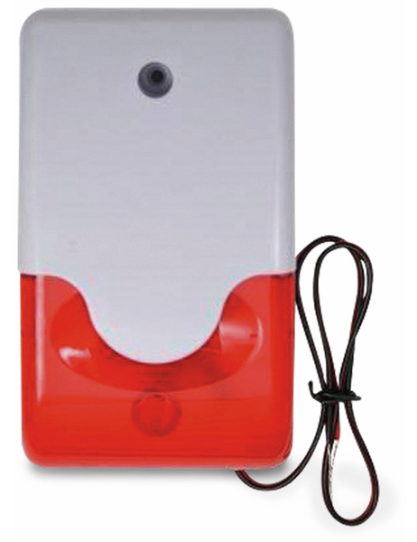 Alarmsirene mit Blitzlicht, 12 V-, 110 dB, weiß/rot