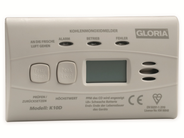 GLORIA Kohlenmonoxid-Melder K10D, mit Display