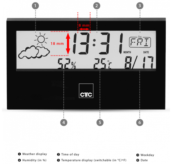 CLATRONIC Wetterstation WSU 7022, schwarz - Produktbild 4