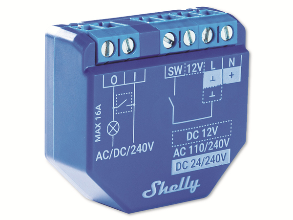 SHELLY WLAN-Schaltaktor Plus 1, 16 A, Bluetooth