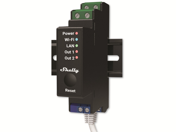 SHELLY WLAN-Schaltaktor Pro 2PM, 25 A, LAN-Anschluss, Bluetooth, Messfunktion
