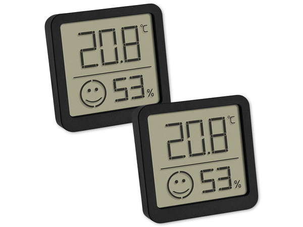 TFA Digitales Thermo-Hygrometer 30.5053.01.02, 2 Stück, schwarz