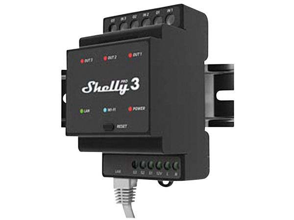 SHELLY WLAN &amp; LAN Schaltaktor Pro 3, 3x 16 A, Bluetooth - Produktbild 2