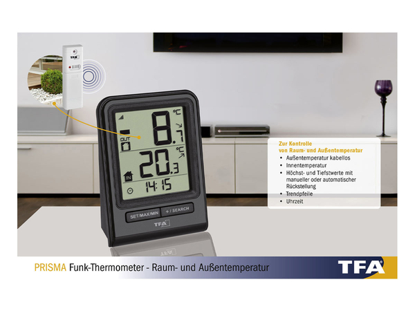 TFA Funk-Thermometer Prisma 30.3063.01 - Produktbild 4