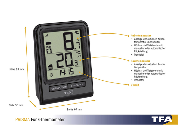 TFA Funk-Thermometer Prisma 30.3063.01 - Produktbild 5