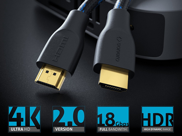 SONERO HDMI-Kabel Premium High Speed mit Ethernet, Nylonmantel, 0,5 m - Produktbild 3