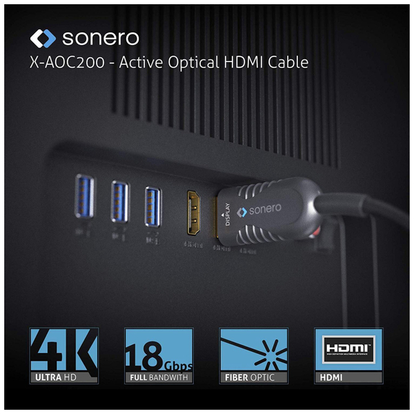 Sonero HDMI-Kabel AOC Extender Kabel, 4K, 20 m - Produktbild 3
