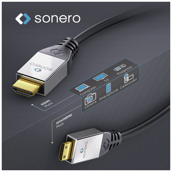 SONERO HDMI Kabel A/C, 4K, 1 m, schwarz - Produktbild 6