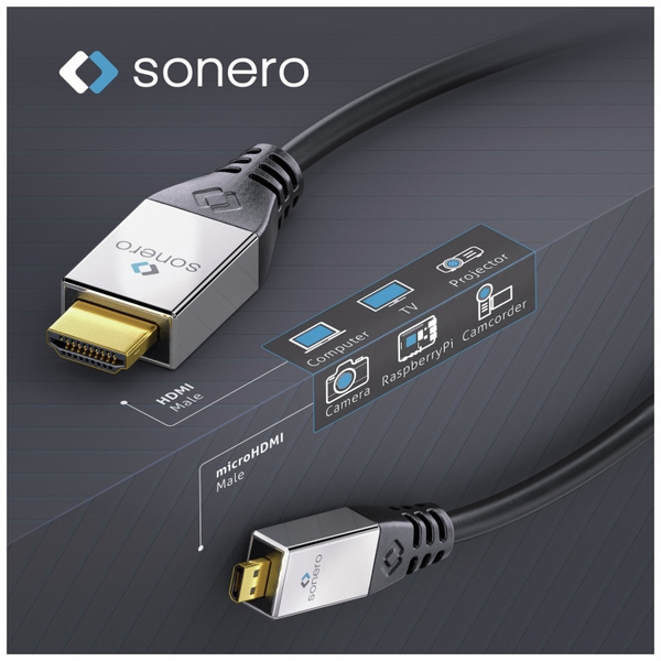 SONERO HDMI Kabel A/D, 4K, 1 m, schwarz - Produktbild 5