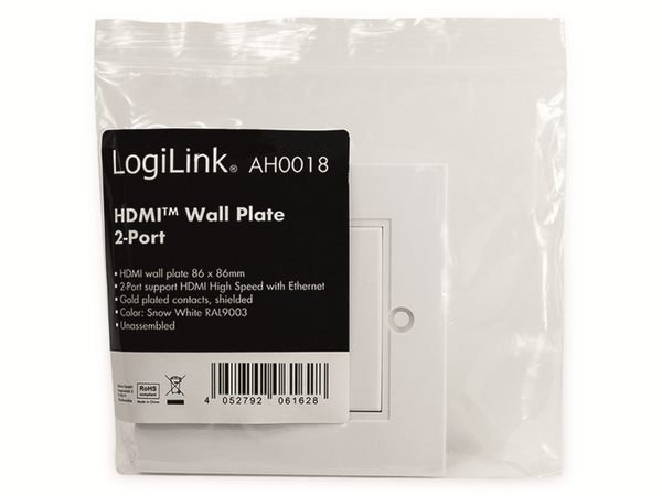LOGILINK HDMI-Wanddose 2-Port, weiß - Produktbild 6
