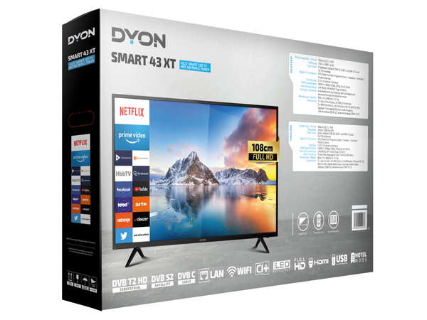 DYON LED-TV Smart 43 XT, 108 cm (43&quot;), EEK F, FullHD - Produktbild 3