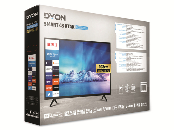 DYON LED-TV Smart 43 XT4K, 108 cm (43&quot;), 4K, EEK G - Produktbild 3
