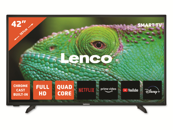 LENCO LED-TV LED-4243BK, 107 cm (42&quot;), EEK: E, 16:9 Bildschirm, DVB-T/T2/S2/C