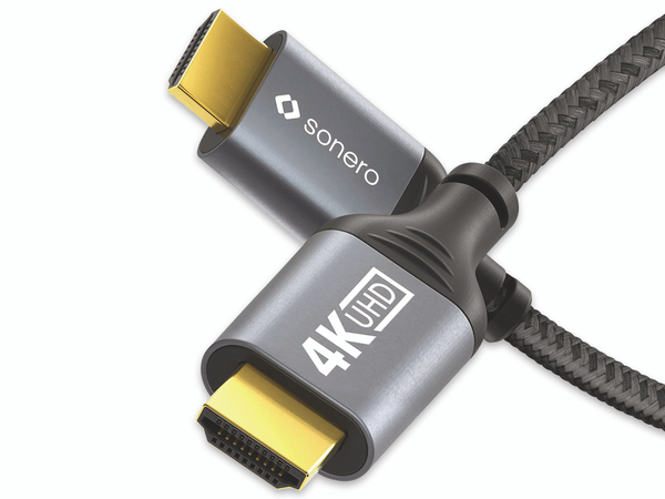 SONERO HDMI-Kabel, 4K60, grau/schwarz, 1 m