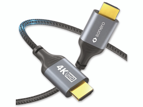 SONERO HDMI-Kabel, 4K60, grau/schwarz, 1 m - Produktbild 2