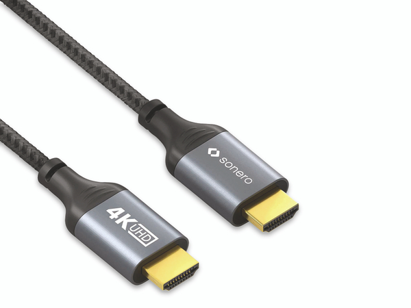 SONERO HDMI-Kabel, 4K60, grau/schwarz, 1 m - Produktbild 3