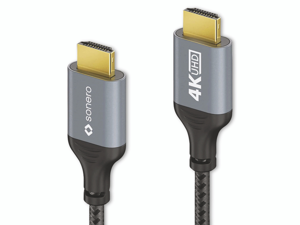 SONERO HDMI-Kabel 4K60, grau/schwarz, 3 m - Produktbild 4