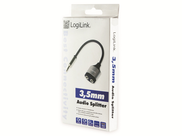 LOGILINK Audioadapter 3,5 mm, 18 cm, Klinkenstecker auf 2x Klinkenbuchse - Produktbild 3