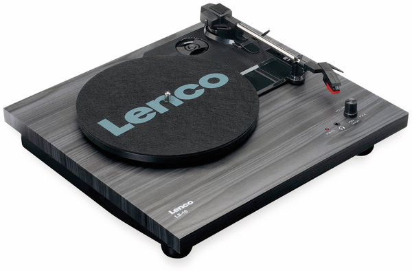 Lenco Plattenspieler LS-10, schwarz, mit integrierten Lautsprechern
