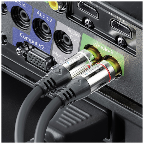 SONERO Audio-Adapterkabel Klinke/Cinch, 3,5 mm, Stereo, 1,50 m, schwarz - Produktbild 3