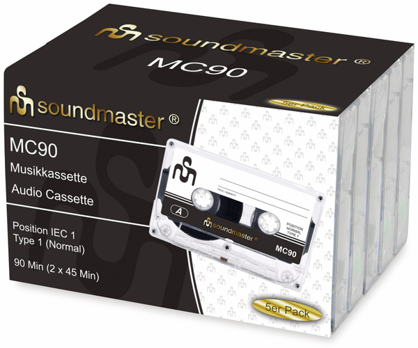 SOUNDMASTER Leerkassette MC90 IEC1, 5er Pack - Produktbild 2