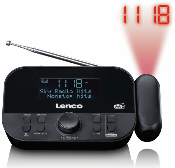 LENCO DAB+/FM Uhrenradio CR-615BK, mit Projektor, schwarz - Produktbild 2