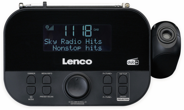 LENCO DAB+/FM Uhrenradio CR-615BK, mit Projektor, schwarz - Produktbild 3