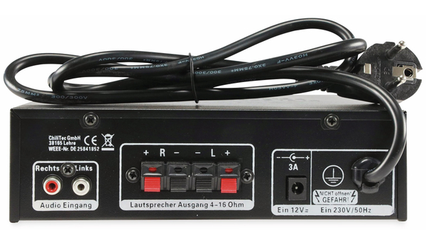 ChiliTec Mini-HiFi-Verstärker CTA-100 USB, mit Fernbedienung, schwarz - Produktbild 2