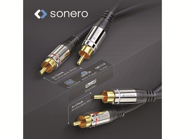 SONERO Cinchkabel Stereo, 0,5 m, schwarz - Produktbild 3