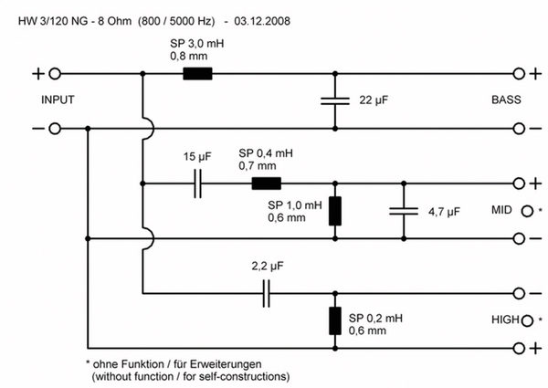 VISATON Frequenzweiche, HW 3/120 NG, 8 Ohm, 3 Wege - Produktbild 2