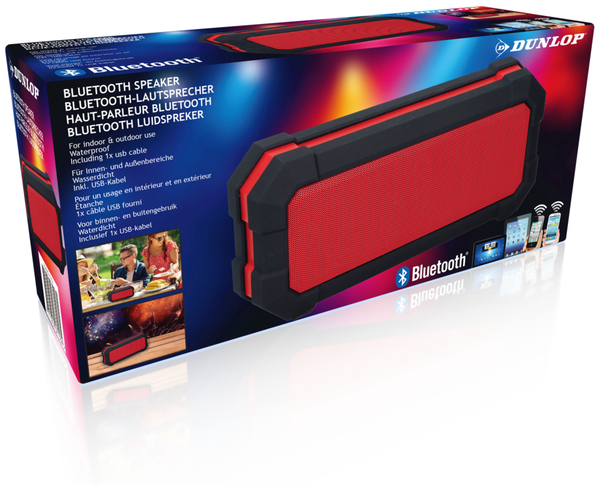 Dunlop Bluetooth Lautsprecher 2x3 W, schwarz/rot - Produktbild 2