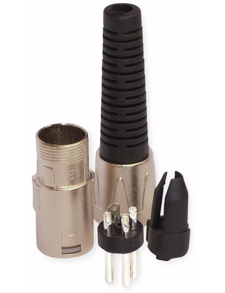 XLR-Stecker, 3-polig, schwarz, 20x94 mm, mit Knickschutz - Produktbild 2