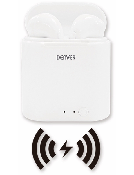 DENVER In-Ear Ohrhörer TWQ-40, weiß, mit QI-Ladefunktion