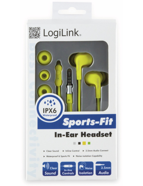 LOGILINK In-Ear Ohrhörer HS0043, gelb, wassergeschützt (IPX6) - Produktbild 3