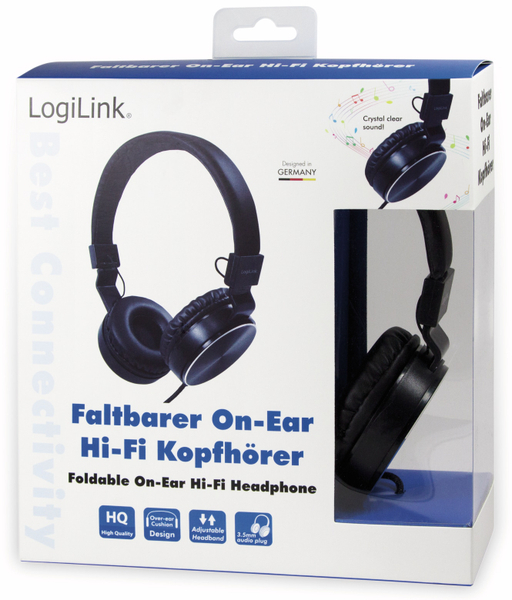 LOGILINK On-Ear Kopfhörer HS0049BK, faltbar, schwarz - Produktbild 6