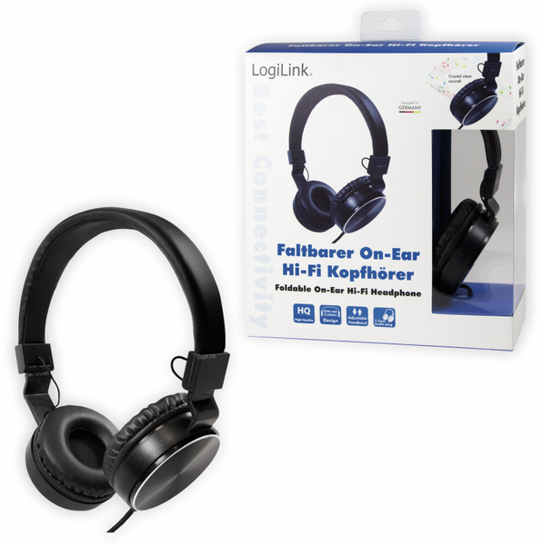 LOGILINK On-Ear Kopfhörer HS0049BK, faltbar, schwarz - Produktbild 7