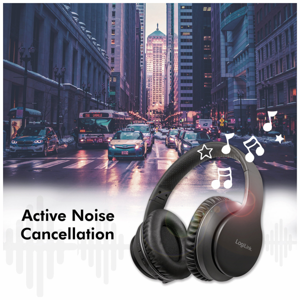 LOGILINK Bluetooth Over-Ear Kopfhörer BT0053, mit Active-Noise-Cancelling - Produktbild 8