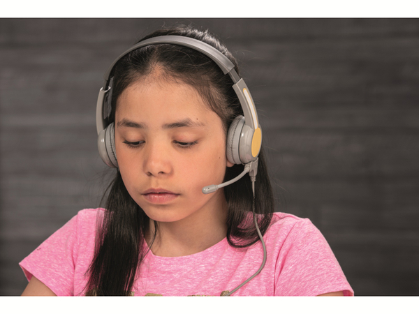 ONANOFF On-Ear Education Kopfhörer für Kinder, mit Stabmikrofon, grau - Produktbild 2