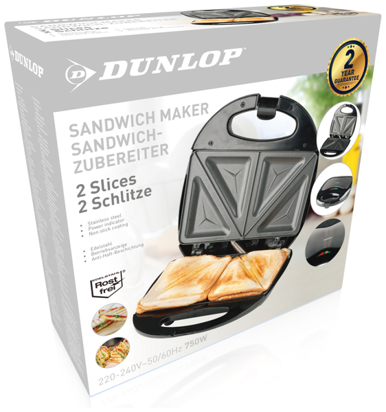 Dunlop Sandwich-Maker 750 W, schwarz - Produktbild 2
