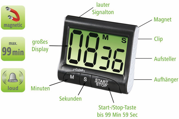 XAVAX Küchentimer Countdown, schwarz - Produktbild 4