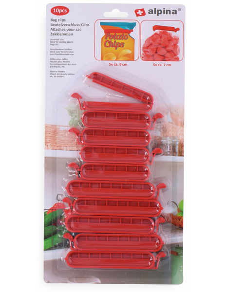 ALPINA Beutel-Verschlussklammern 10 Stück, rot - Produktbild 2