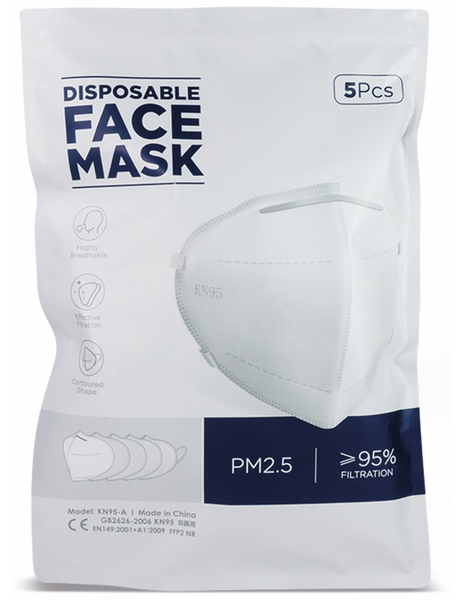 LogiLink 5er Pack Einweg-Atemschutzmasken FFP2, faltbar mit Ohrschlaufen - Produktbild 2